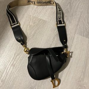 Mini saddle bag black with gold hardware